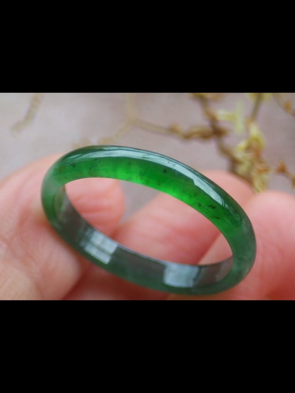 Certificate Jadeite Jewelry Jade luck Green thin Ring Size10.25